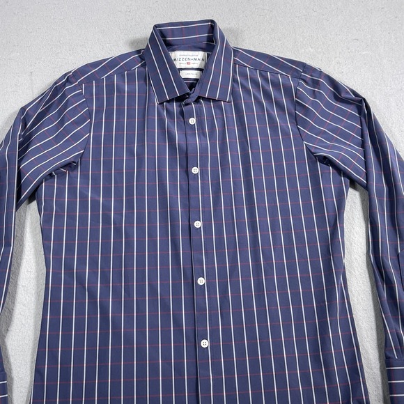 Mizzen+Main Leeward Collection Mens Large Trim Fit Button Down Shirt Blue Stripe - Picture 2 of 11